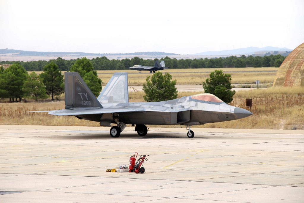 TACTICAL LEADERSHIP PROGRAMME (TLP) AND ALA 14 WELCOME TWO F-22 AIRCRAFT