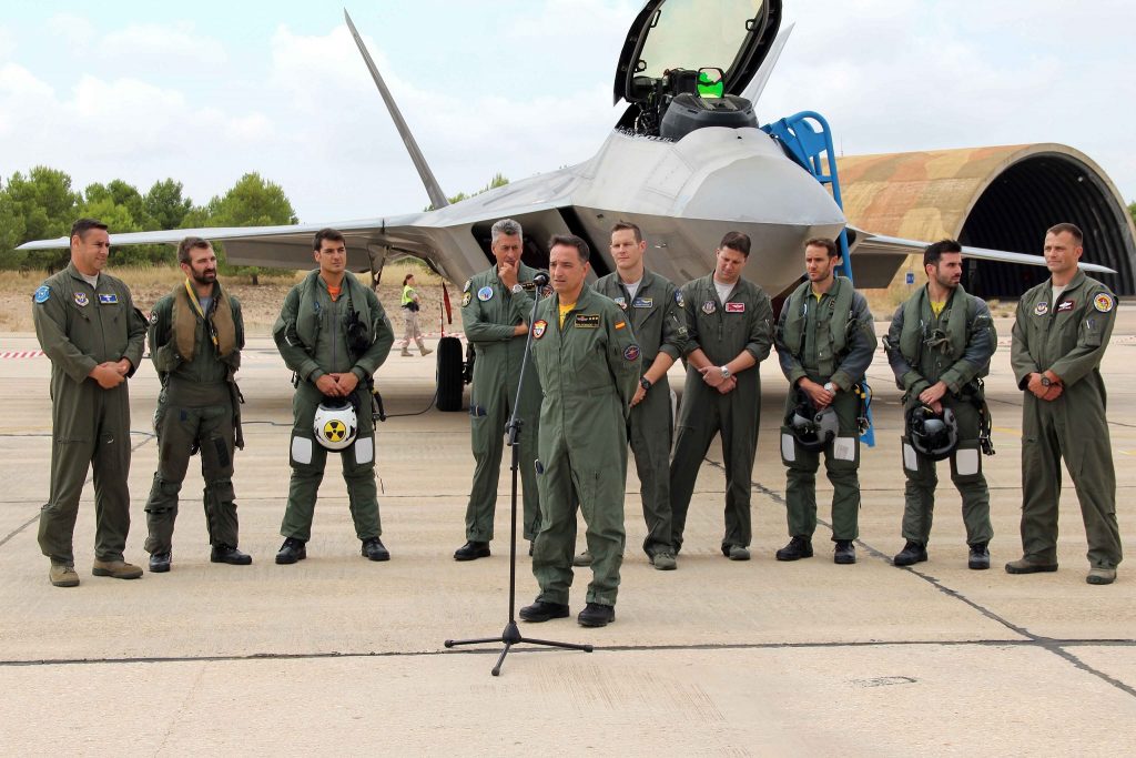 TACTICAL LEADERSHIP PROGRAMME (TLP) AND ALA 14 WELCOME TWO F-22 AIRCRAFT